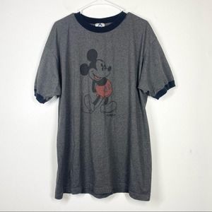 VINTAGE Disney Mickey Mouse Ringer Graphic Tee XL Made In USA Y2K 2000
